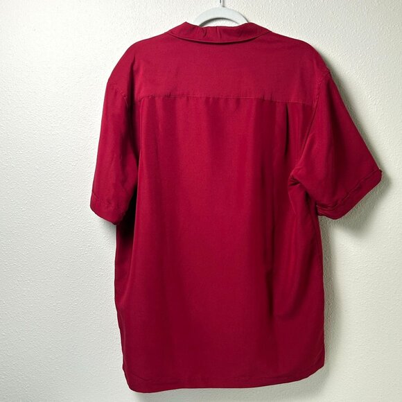 Cubavera Button Up Shirt Mens L Red Embroidered Short Sleeve Bowling - Picture 4 of 11